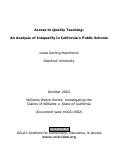 Cover page of Access to Quality Teaching: An Analysis of Inequality in California’s Public Schools