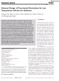 Cover page: Rational Design of Fluorinated Electrolytes for Low Temperature Lithium‐Ion Batteries