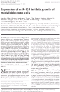 Cover page: Expression of miR-124 inhibits growth of medulloblastoma cells.