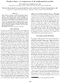 Cover page: Predict choice: A comparison of 21 mathematical models