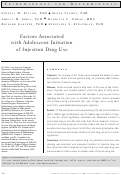 Cover page: Factors Associated with Adolescent Initiation of Injection Drug Use