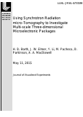 Cover page: Using Synchrotron Radiation Microtomography to Investigate Multi-scale Three-dimensional Microelectronic Packages.