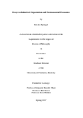 Cover page: Essays in Industrial Organization and Environmental Economics