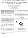 Cover page: A Dual Polarized Near-Field Focusing Plate at Microwave Frequencies Providing Sub-Wavelength Focusing in Two Dimensions