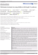 Cover page: Metformin treatment in young children with fragile X syndrome