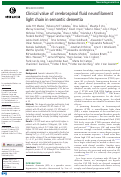 Cover page: Clinical value of cerebrospinal fluid neurofilament light chain in semantic dementia