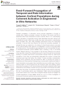 Cover page: Feed-Forward Propagation of Temporal and Rate Information between Cortical Populations during Coherent Activation in Engineered In Vitro Networks