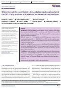 Cover page: Objective subtle cognitive decline and plasma phosphorylated tau181: Early markers of Alzheimers disease-related declines.