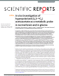 Cover page: In vivo investigation of hyperpolarized [1,3-13C2]acetoacetate as a metabolic probe in normal brain and in glioma