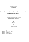 Cover page: Heat Flows and Entanglement Entropy: Insights From and Into AdS/CFT