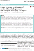 Cover page: Distinct expression and function of carotenoid metabolic genes and homoeologs in developing wheat grains.