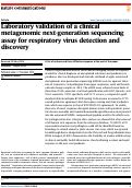 Cover page: Laboratory validation of a clinical metagenomic next-generation sequencing assay for respiratory virus detection and discovery.