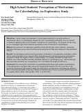 Cover page: High School Students’ Perceptions of Motivations for Cyberbullying: An Exploratory Study