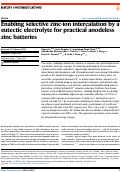 Cover page: Enabling selective zinc-ion intercalation by a eutectic electrolyte for practical anodeless zinc batteries
