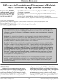 Cover page: Differences in Presentation and Management of Pediatric Facial Lacerations by Type of Health Insurance