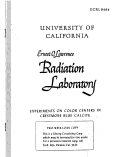 Cover page: EXPERIMENTS ON COLOR CENTERS IN CRESTMORE BLUE CALCITE