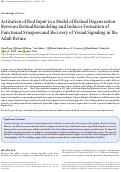 Cover page: Activation of Rod Input in a Model of Retinal Degeneration Reverses Retinal Remodeling and Induces Formation of Functional Synapses and Recovery of Visual Signaling in the Adult Retina