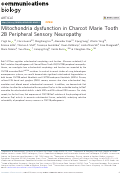 Cover page: Mitochondria dysfunction in Charcot Marie Tooth 2B Peripheral Sensory Neuropathy.