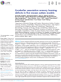 Cover page: Cerebellar associative sensory learning defects in five mouse autism models