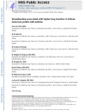 Cover page: Breastfeeding associated with higher lung function in African American youths with asthma