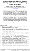 Cover page: Compact broadband polarizer based on shallowly-etched silicon-on-insulator ridge optical waveguides
