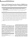 Cover page: Evidence of IQ-Modulated Association Between ZNF804A Gene Polymorphism and Cognitive Function in Schizophrenia Patients