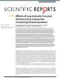 Cover page: Effects of Low Intensity Focused Ultrasound on Liposomes Containing Channel proteins