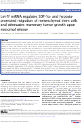 Cover page: Let-7f miRNA regulates SDF-1α- and hypoxia-promoted migration of mesenchymal stem cells and attenuates mammary tumor growth upon exosomal release