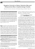 Cover page: Negative controls to detect selection bias and measurement bias in epidemiologic studies