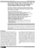 Cover page: The Earth Microbiome Project: Meeting report of the “1st EMP meeting on sample selection and acquisition” at Argonne National Laboratory October 6th 2010