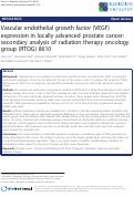 Cover page: Vascular endothelial growth factor (VEGF) expression in locally advanced prostate cancer: secondary analysis of radiation therapy oncology group (RTOG) 8610.