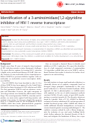 Cover page: Identification of a 3-aminoimidazo[1,2-a]pyridine inhibitor of HIV-1 reverse transcriptase