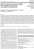 Cover page: Neural correlates of oral word reading, silent reading comprehension, and cognitive subcomponents