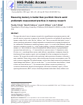 Cover page: Measuring memory is harder than you think: How to avoid problematic measurement practices in memory research