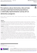 Cover page: Perceptions about dementia clinical trials among underrepresented populations: a nationally representative survey of U.S. dementia caregivers.