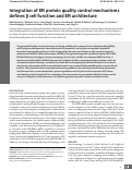 Cover page: Integration of ER protein quality control mechanisms defines β-cell function and ER architecture