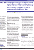 Cover page: Association between chiropractic spinal manipulation and lumbar discectomy in adults with lumbar disc herniation and radiculopathy: retrospective cohort study using United States data.