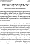Cover page: The Role of Emotional Contagion in the Distress Exhibited by Grouped Mice Exposed to CO₂.
