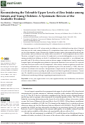 Cover page: Reconsidering the Tolerable Upper Levels of Zinc Intake among Infants and Young Children: A Systematic Review of the Available Evidence.