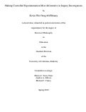 Cover page: Making Controlled Experimentation More Informative in Inquiry Investigations