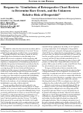 Cover page: Response to: “Limitations of Retrospective Chart Reviews  to Determine Rare Events, and the Unknown  Relative Risk of Droperidol”