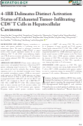 Cover page: 4‐1BB Delineates Distinct Activation Status of Exhausted Tumor‐Infiltrating CD8+ T Cells in Hepatocellular Carcinoma