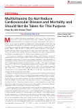 Cover page: Multivitamins Do Not Reduce Cardiovascular Disease and Mortality and Should Not Be Taken for This Purpose