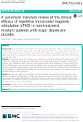 Cover page: A systematic literature review of the clinical efficacy of repetitive transcranial magnetic stimulation (rTMS) in non-treatment resistant patients with major depressive disorder