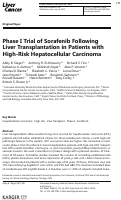 Cover page: Phase I Trial of Sorafenib Following Liver Transplantation in Patients with High-Risk Hepatocellular Carcinoma