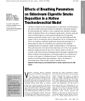 Cover page: Effects of Breathing Parameters on Sidestream Cigarette Smoke Deposition in a Hollow Tracheobronchial Model