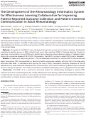 Cover page: The Development of the Rheumatology Informatics System for Effectiveness Learning Collaborative for Improving Patient‐Reported Outcome Collection and Patient‐Centered Communication in Adult Rheumatology