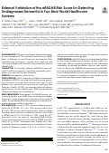 Cover page: External Validation of the eRADAR Risk Score for Detecting Undiagnosed Dementia in Two Real-World Healthcare Systems