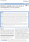 Cover page: Metabolic capability and in situ activity of microorganisms in an oil reservoir