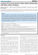 Cover page: Cognitive Processing Speed in Older Adults: Relationship with White Matter Integrity